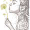 Girl Blowing On A Dandelion Embroidery Design 0