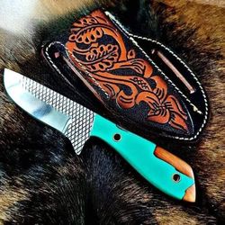 RASP-steel-Knife" Hunting-knife-with sheath"fixed-blade-Camping-knife, skinner knife, Handmade-Knives, Cow boy knife, .