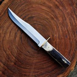 premium carbon steel hunting knife with leather sheath - fixed blade survival camping tool gift