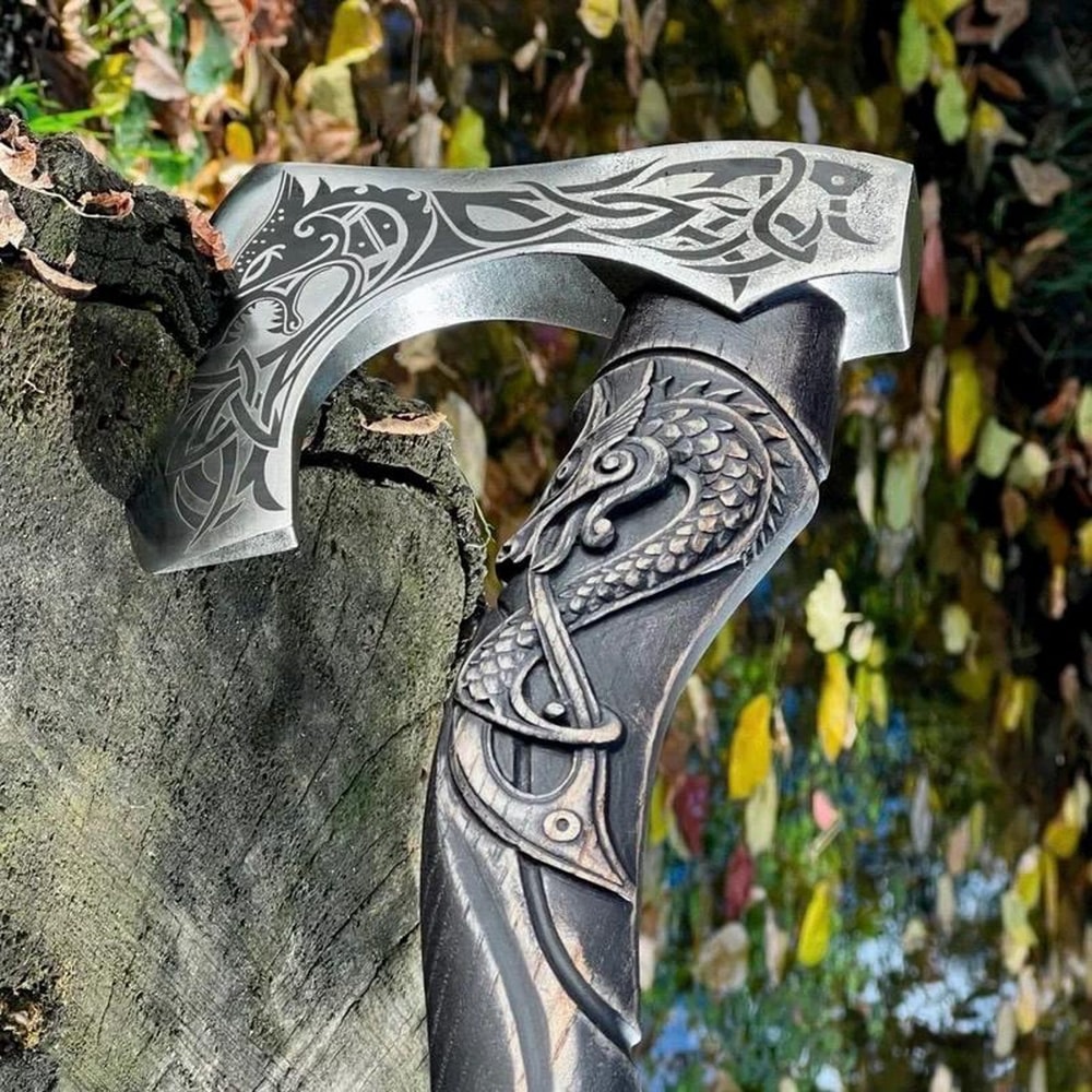 Handmade Viking Axe Leather Sheath Outdoor Camping Collector Gift Norse Inspired Axe 2