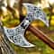 Hand Forged Double Bit Viking Axe Carbon Steel Blade Leather Sheath Collector Gift 5