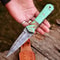 Custom Damascus Boot Knife Resin Handle Fixed Blade With Leather Sheath 1