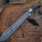 Custom Damascus Steel Machete Wood Handle Fixed Blade With Leather Sheath 2