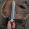 Custom Damascus Steel Machete Wood Handle Fixed Blade With Leather Sheath 5