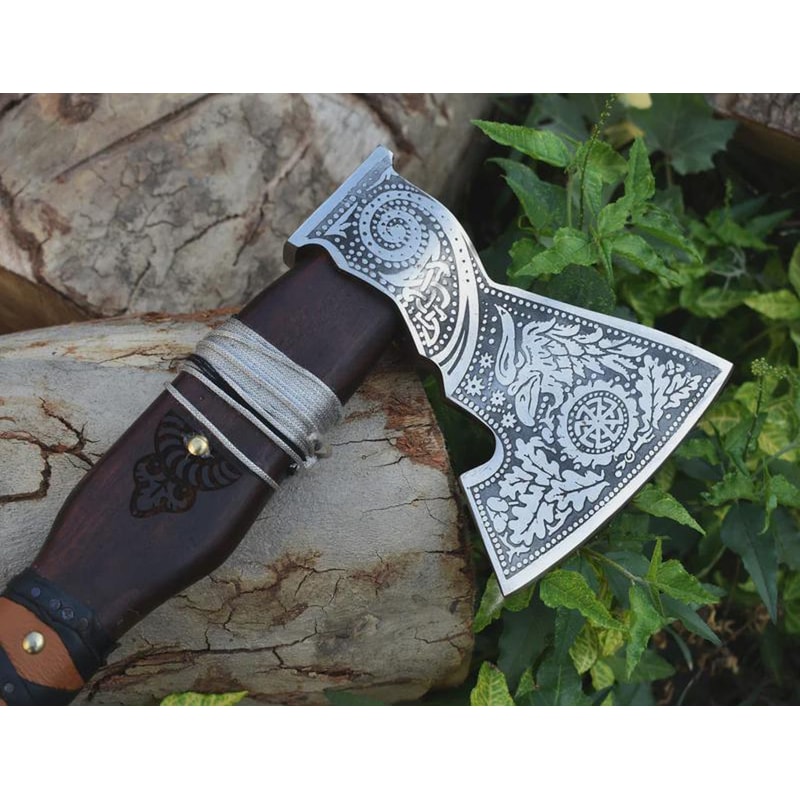 Custom High Carbon Steel Viking Hatchet Engraved Norse Axe Collector Gift 4