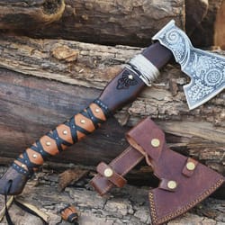 custom high carbon steel viking hatchet engraved norse axe collector gift