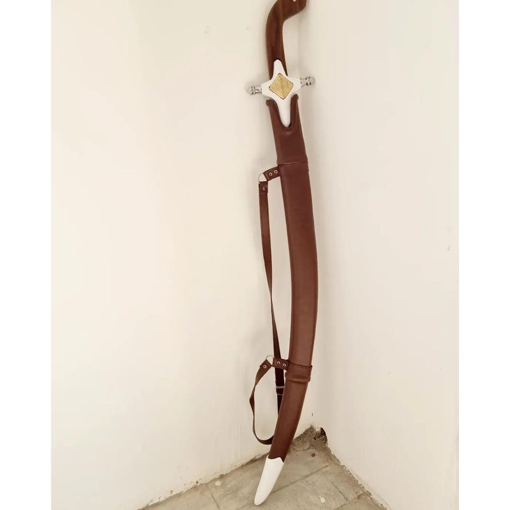 Custom Arabic Shamshir Saber Handmade Sword With Leather Scabbard Gift For Men 0