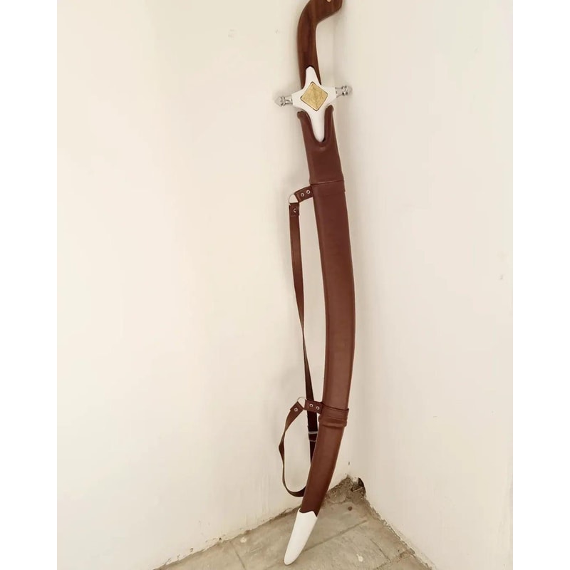 Custom Arabic Shamshir Saber Handmade Sword With Leather Scabbard Gift For Men 0