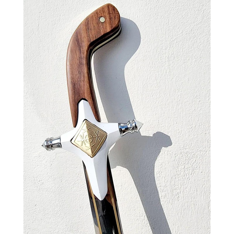 Custom Arabic Shamshir Saber Handmade Sword With Leather Scabbard Gift For Men 4