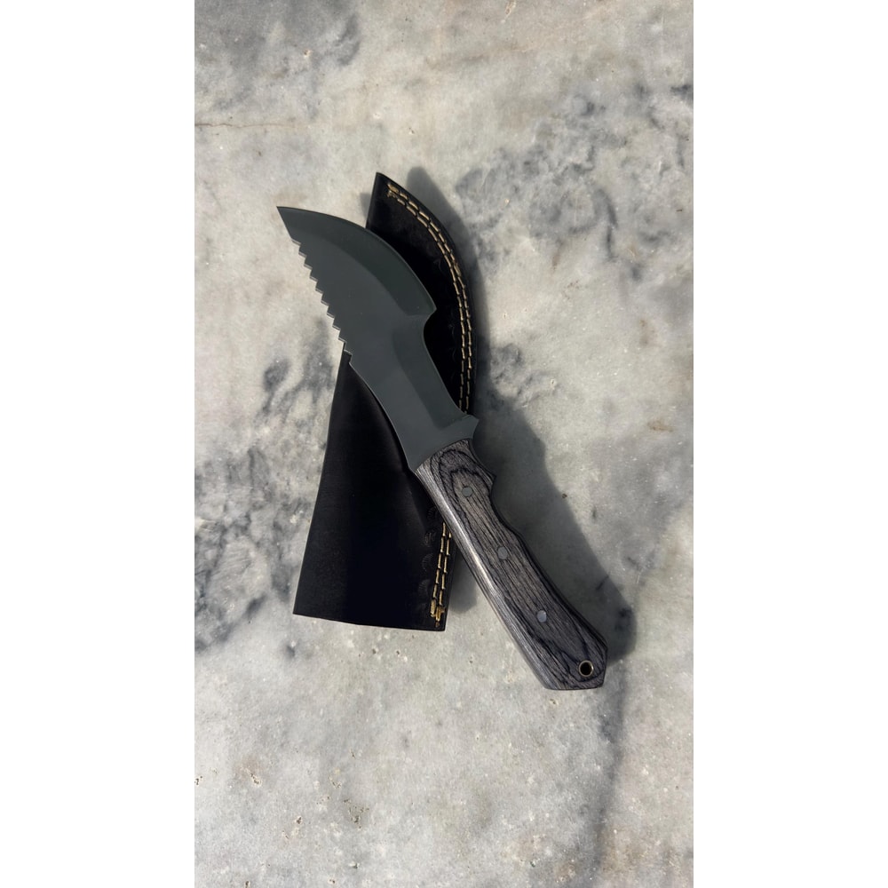 Handmade Tracker Knife Hunting Knife Pair Camping Survival Knives With Leather Sheaths 1
