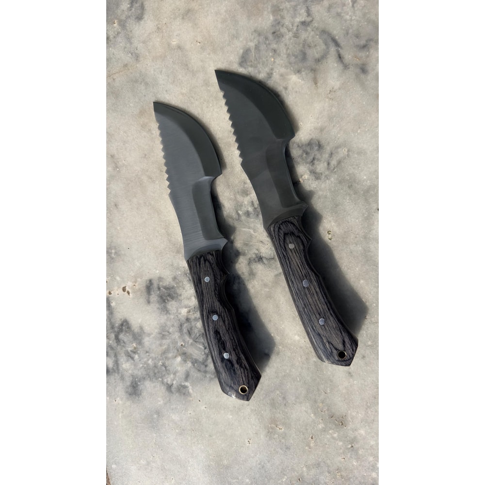 Handmade Tracker Knife Hunting Knife Pair Camping Survival Knives With Leather Sheaths 3