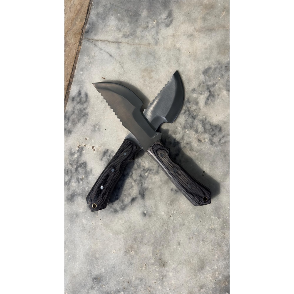 Handmade Tracker Knife Hunting Knife Pair Camping Survival Knives With Leather Sheaths 4