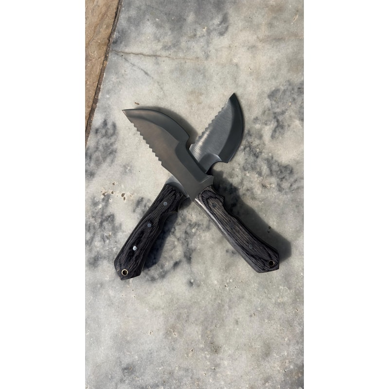 Handmade Tracker Knife Hunting Knife Pair Camping Survival Knives With Leather Sheaths 4