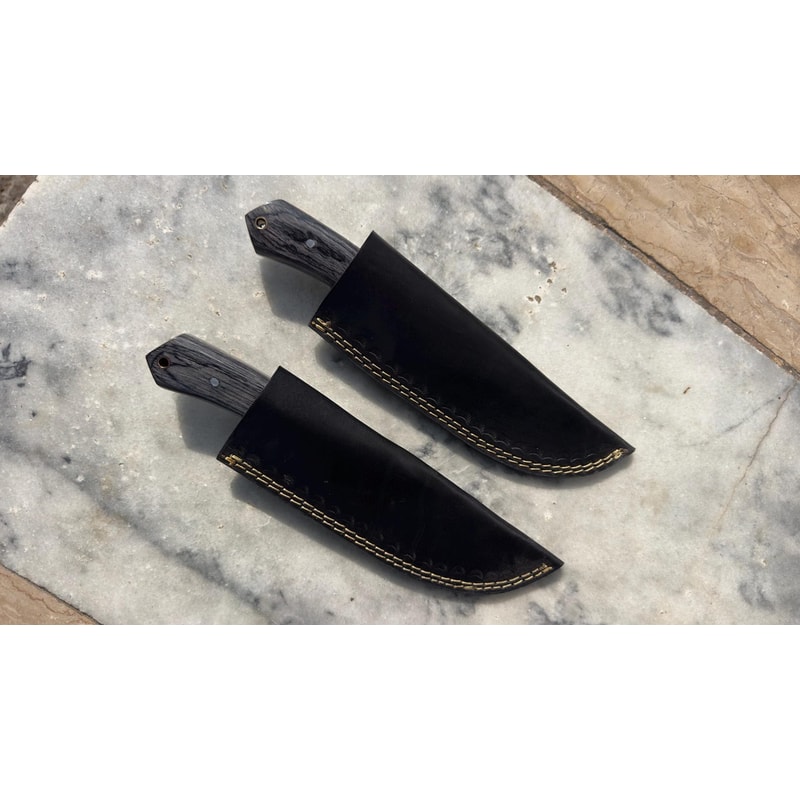 Handmade Tracker Knife Hunting Knife Pair Camping Survival Knives With Leather Sheaths 5