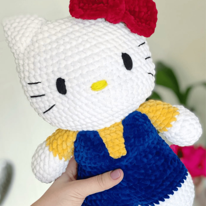 Cute Kawaii Cat Doll With Red Bow  DIY Plush Toy Crochet Tutorial 2