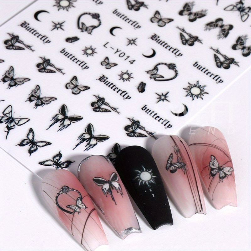 Colorful Blue Butterfly Nail Stickers Luminous Glow In The Dark Nail Decals Night Polish Sliders Fo 3