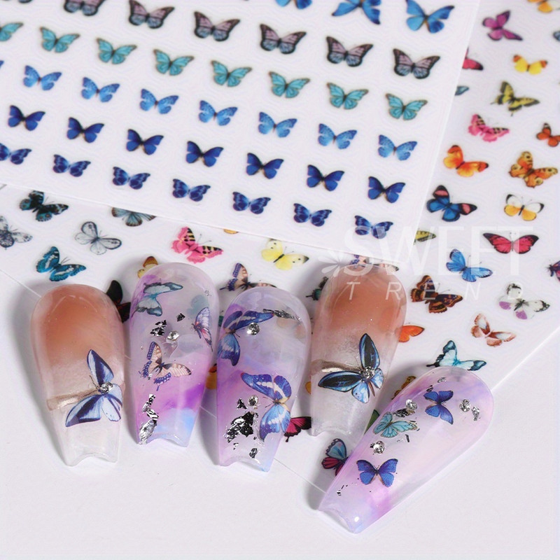 Colorful Blue Butterfly Nail Stickers Luminous Glow In The Dark Nail Decals Night Polish Sliders Fo 4