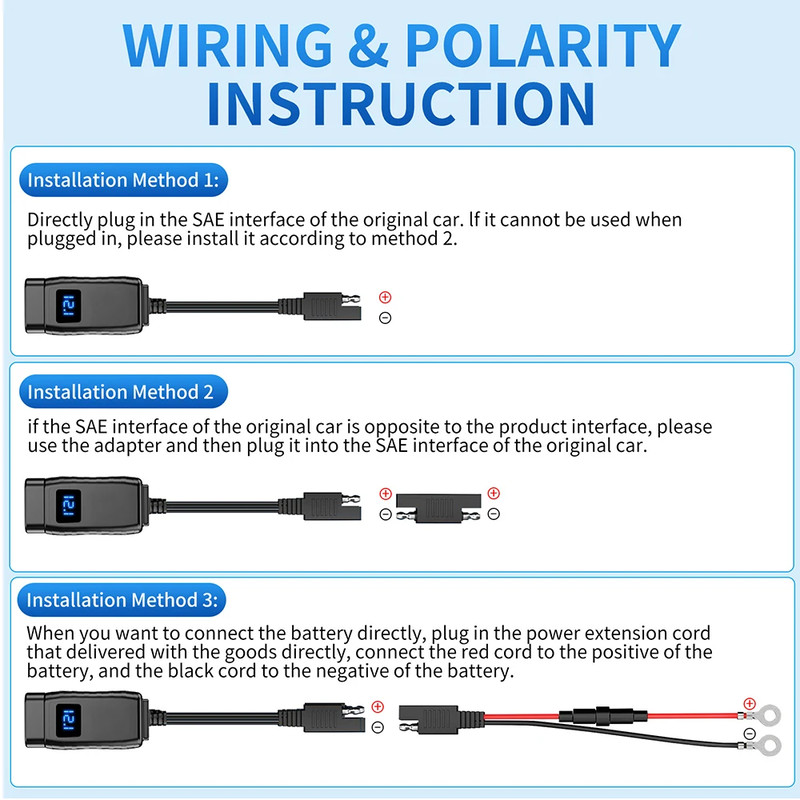 Handlebar Dual USB Socket with Switch Voltmeter, Motorcycle USB Fast Charger, Waterproof 12V Power Supply Adapter