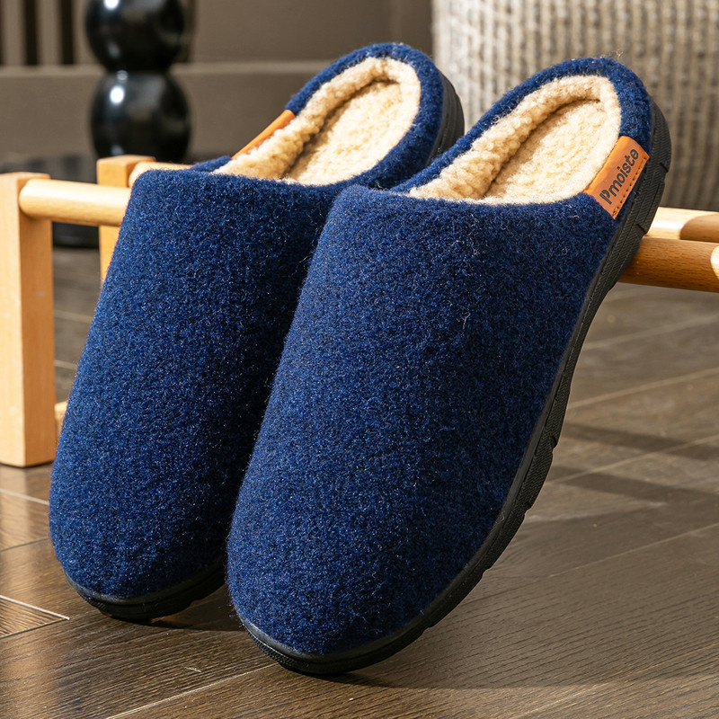 Warm Soft Designer Fuzzy Slippers For Men, Memory Foam Cushion, Non Slip TPR Sole, Comfortable Felt Home Shoes