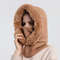 Knitted Cashmere Neck Warm Balaclava Ski Windproof Hat Winter Fur Cap Mask Set Hooded For Women Thi 2