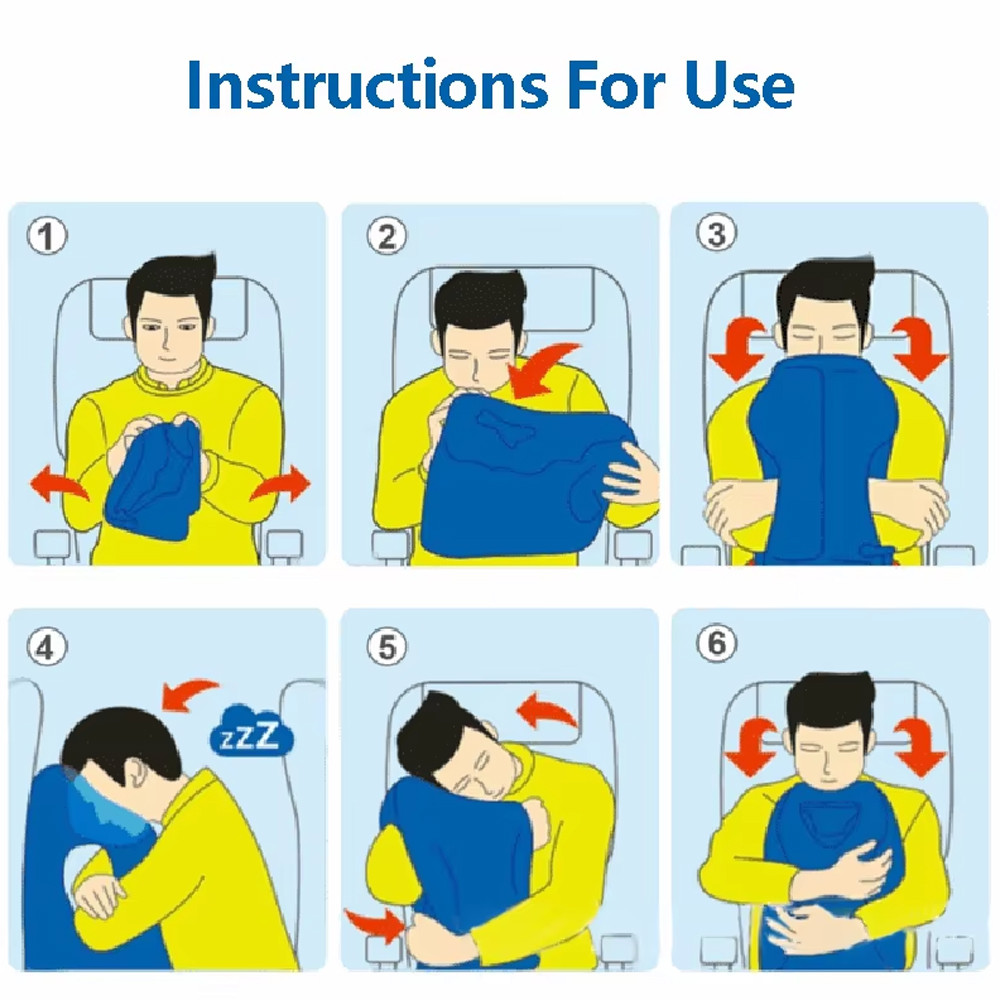 Portable Inflatable Travel Pillow, Airplane Nap Pillow, Outdoor Sleeping Cushion, Office and Train Sleeping Bag Pillow