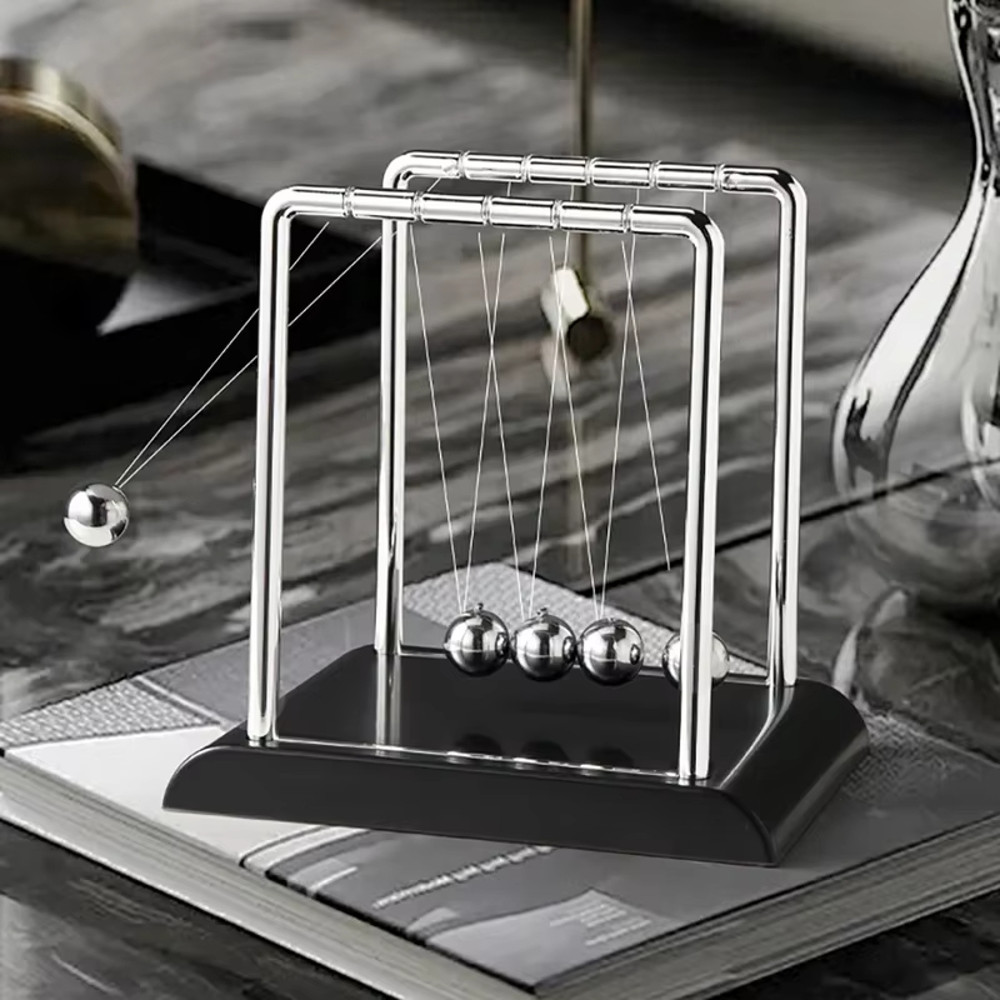 Steel Ball Desk Toy Gift, Newton Cradle Balance, Metal Gravity Pendulum, Physics Science Teaching Supplies for Home