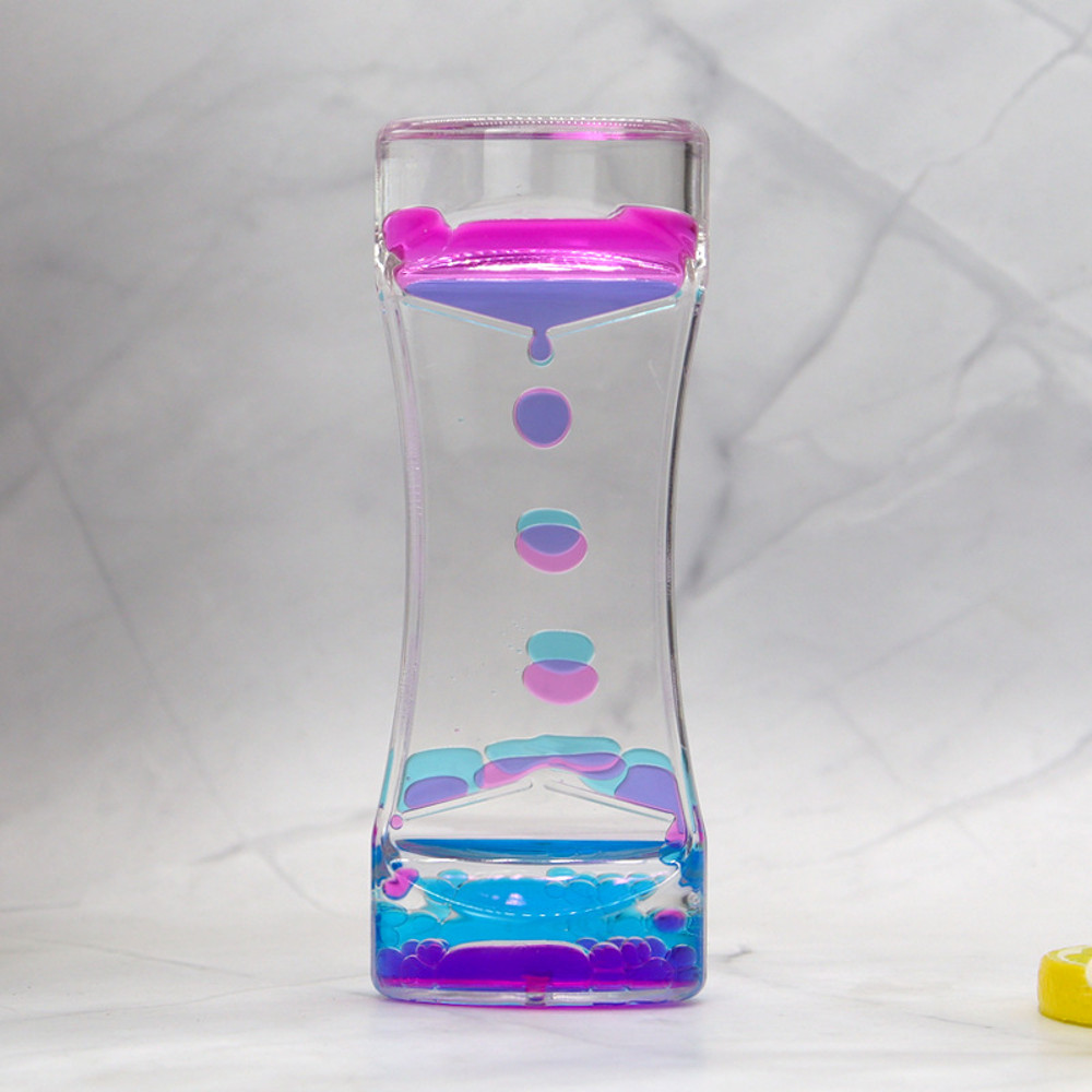 Colorful Hourglass Liquid Bubbler, Motion Timer Fidget Toy for Anxiety Relief, Autism Sensory Kids Activity