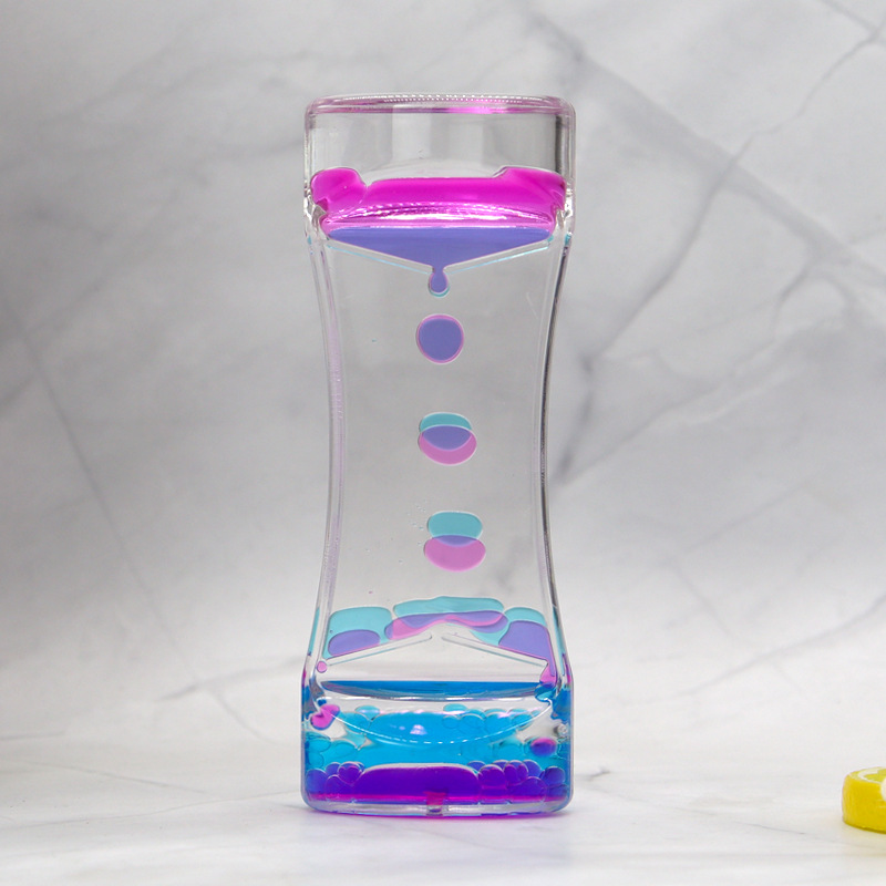 Colorful Hourglass Liquid Bubbler, Motion Timer Fidget Toy for Anxiety Relief, Autism Sensory Kids Activity