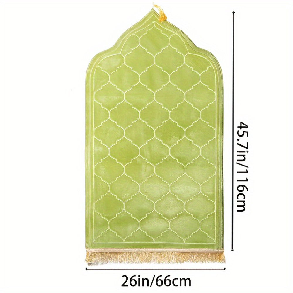 Flannel Plush Prayer Mat, Thickened Irregular Mat with Tassel, Soft Printed Prayer Rug