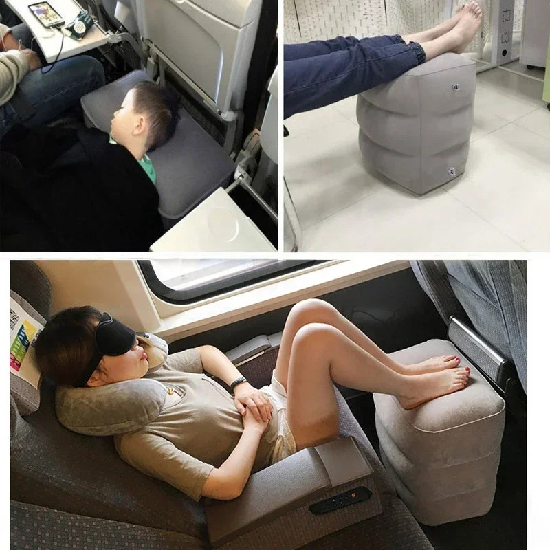 Adjustable Inflatable Travel Pillow Flight Sleeping Footrest Portable Rest Cushion For Airplane Car