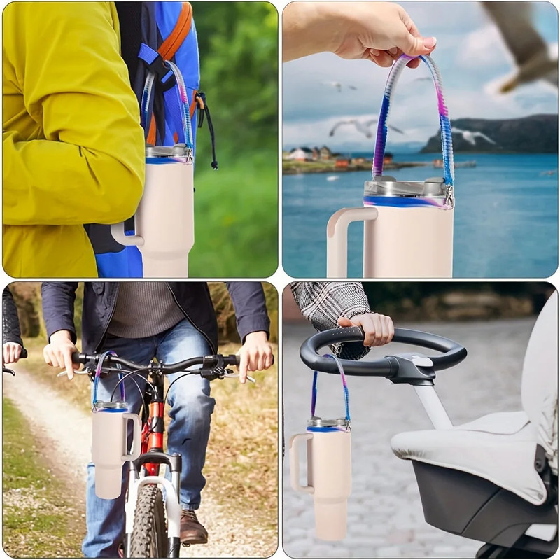 Silicone Water Bottle Sling Carrier Durable Soft Handle Strap Flexible Cup Holder For Bottles Easy 1