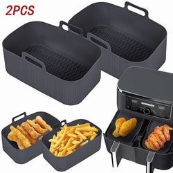 air fryer silicone tray, reusable rectangle oven basket, baking liner insert dish for fried chicken, airfryer access