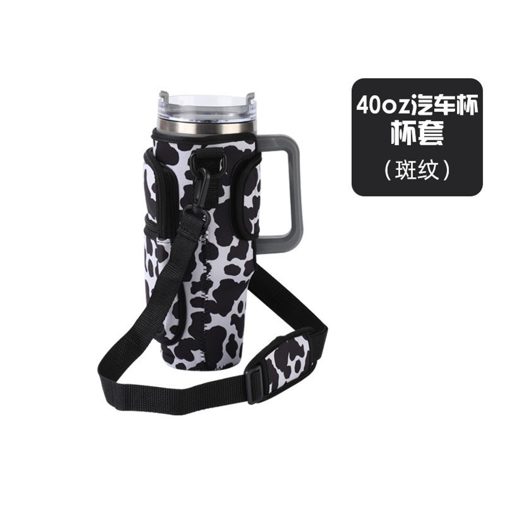 Large-Capacity CarCup Sleeves, Diving Fabric Ice Cup Sleeves, Handle Sleeves with Slanted Shoulder Straps, Availabl