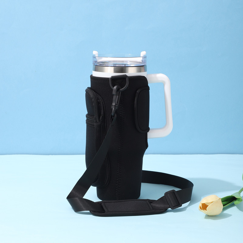 Large-Capacity CarCup Sleeves, Diving Fabric Ice Cup Sleeves, Handle Sleeves with Slanted Shoulder Straps, Availabl