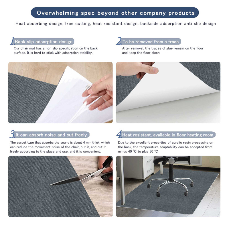 Office Rolling Chair Mat , Computer Gaming Chair Mat, Work in Hardwood Floor Mat, Bedroom and Living Room Mat