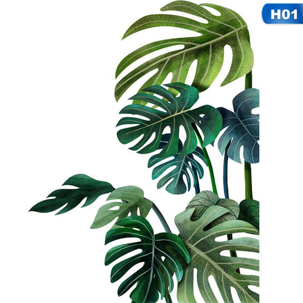 Large Nordic Green Leaf Wall Stickers, Removable PVC Eco Friendly Decals, Home Decor Art for Living Room Bedroom