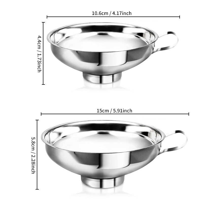 Stainless Steel Canning Funnel With Handle Wide And Regular Jar Funnel For Liquids Jams Oils Spices 5