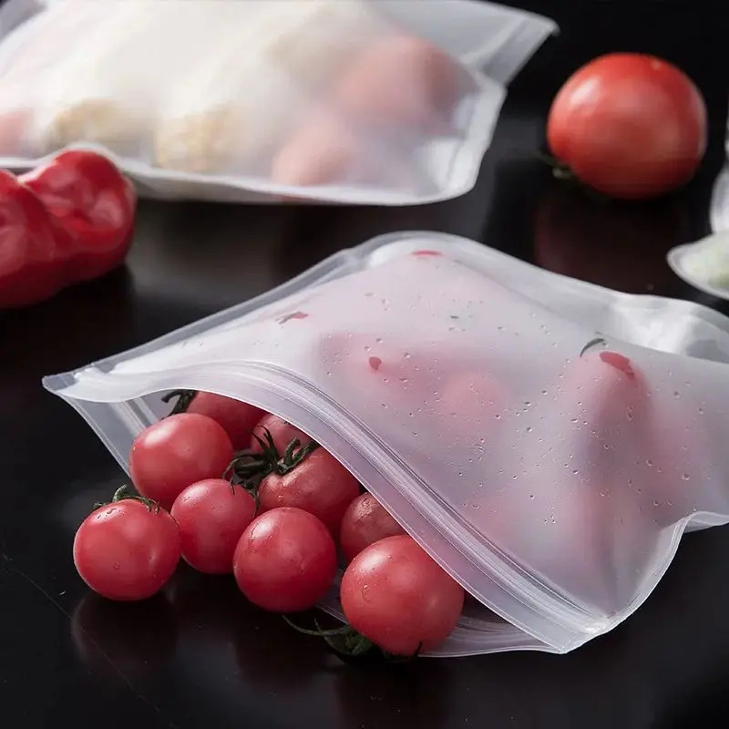Silicone Food Storage, Reusable Containers, Leak proof Food Storage Bags, Stand Up Zip Lunch Bags, Fresh Food Cup