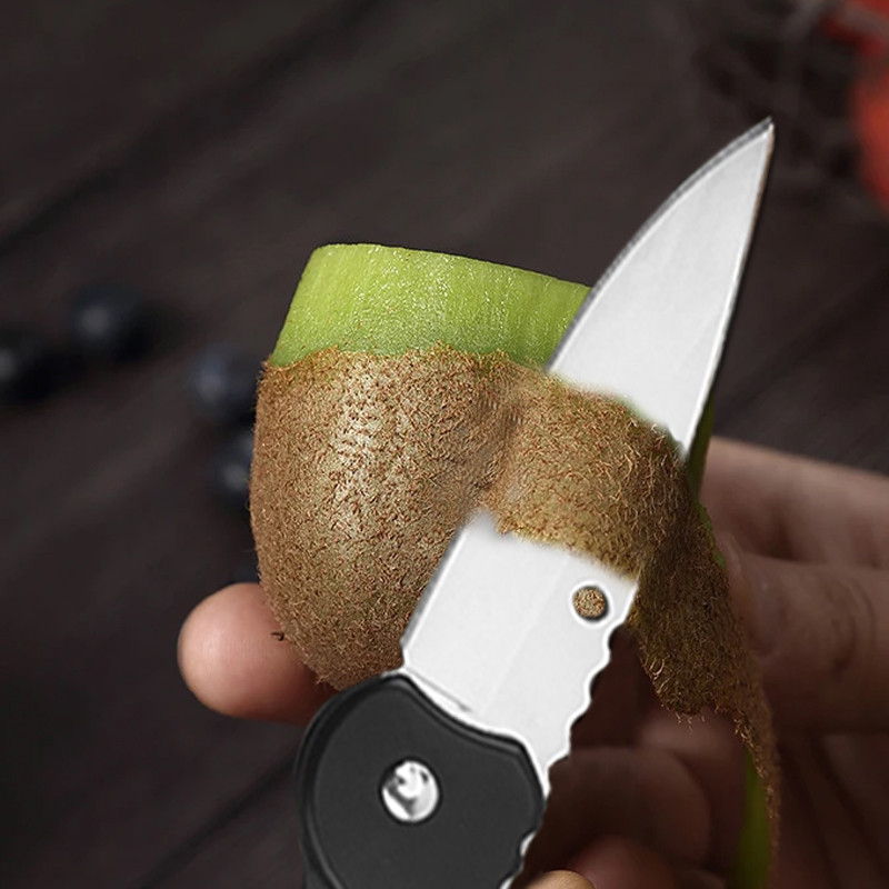 Folding Fruit Knife Stainless Steel Pocket Knife Keychain Nonslip Handle Household Small Knife 2