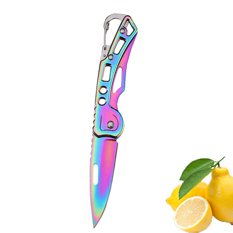 Folding Fruit Knife Stainless Steel Pocket Knife Keychain Nonslip Handle Household Small Knife 6