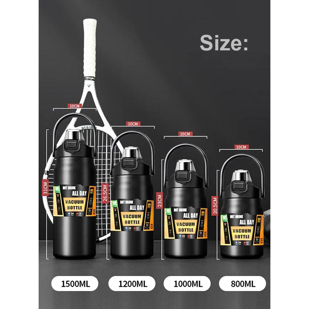 Portable Thermos with Straw, Stainless Steel Thermal Mug Tumbler, Cold and Hot Water Bottle