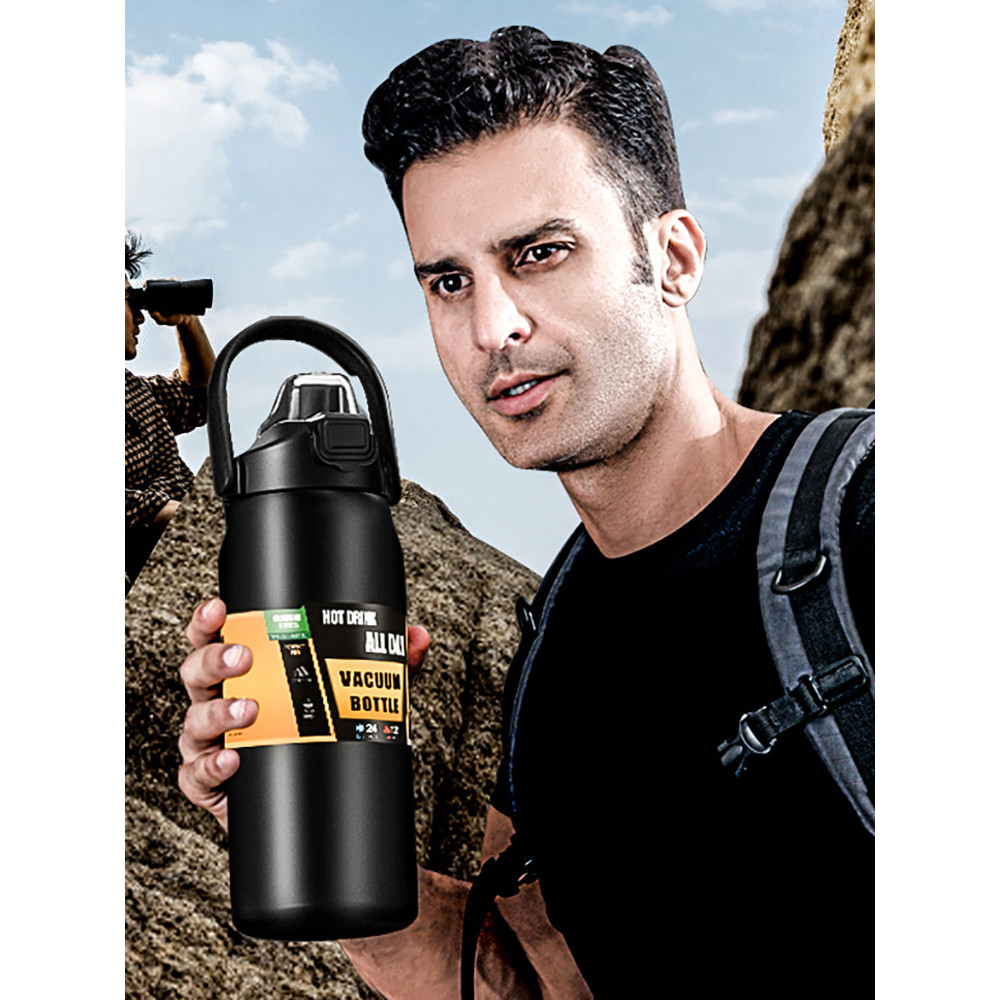Portable Thermos with Straw, Stainless Steel Thermal Mug Tumbler, Cold and Hot Water Bottle