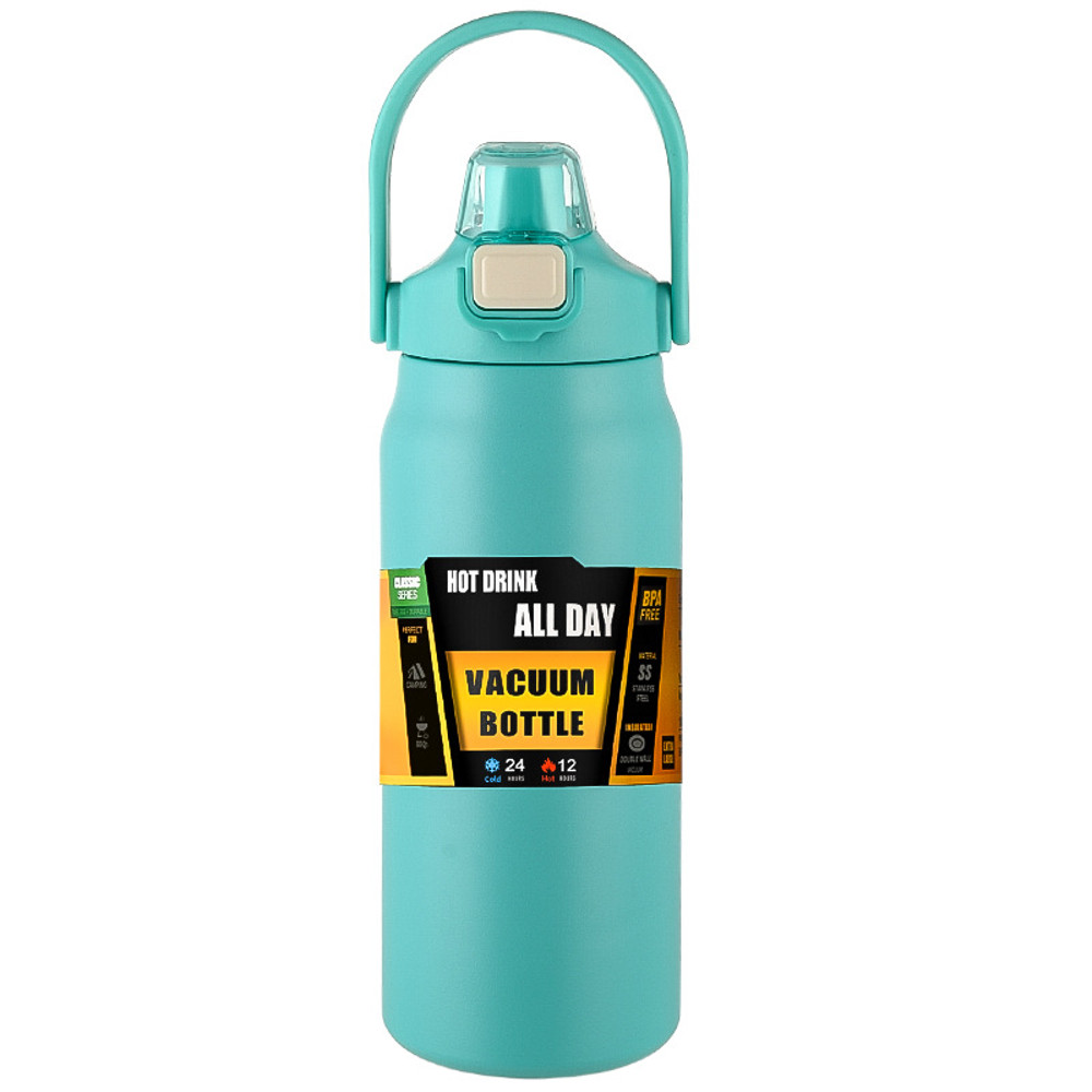 Portable Thermos with Straw, Stainless Steel Thermal Mug Tumbler, Cold and Hot Water Bottle