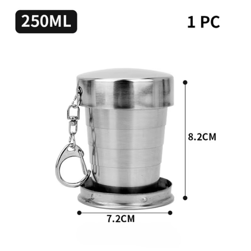 Stainless Steel Portable Folding Cup, Outdoor Travel Drink ware, Telescopic Camping Cup