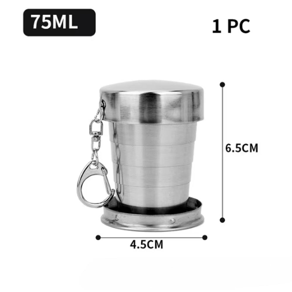 Stainless Steel Portable Folding Cup, Outdoor Travel Drink ware, Telescopic Camping Cup