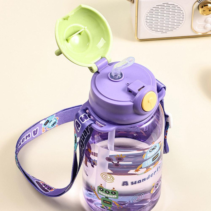 Cute Kids Water Bottle, Leakproof School Cup, Portable Straw Water Bottle for Children