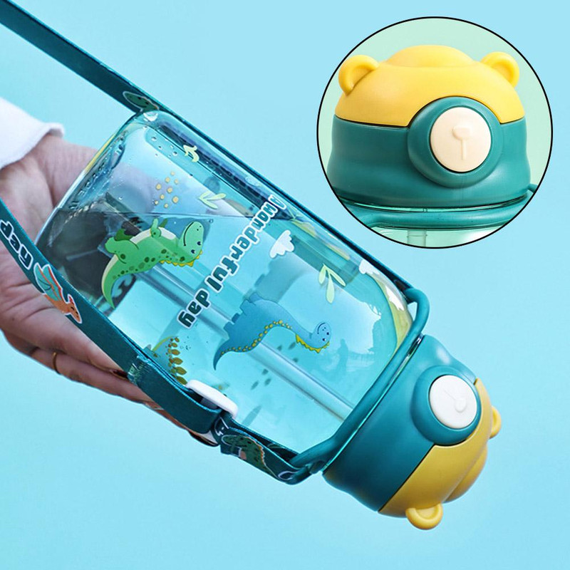 Cute Kids Water Bottle, Leakproof School Cup, Portable Straw Water Bottle for Children