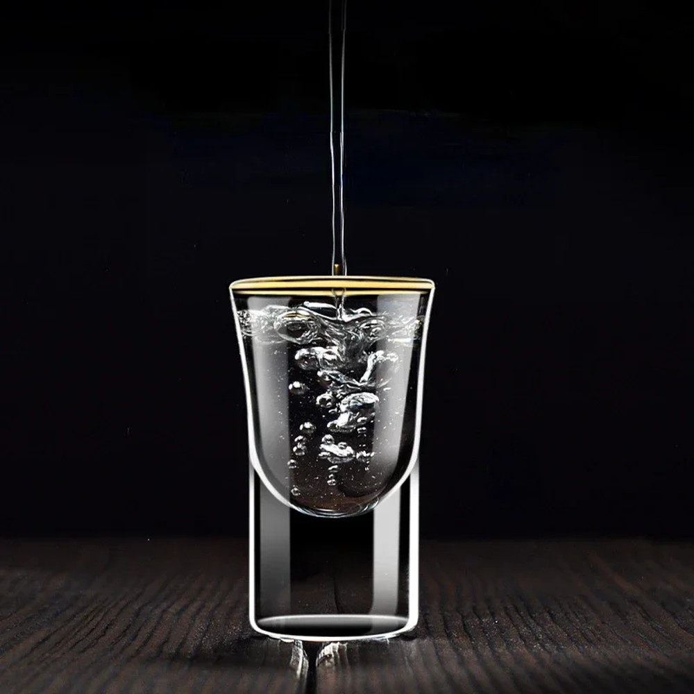 Shot Glass Sets, Gold Foil Spirits Cups, Small Wine Glass, Creative Household Mug, Gilt Edged Cup