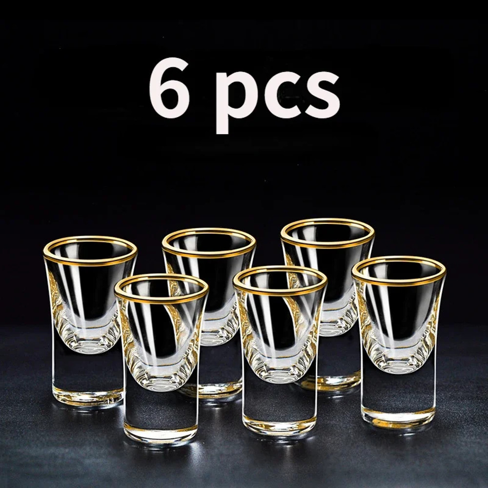 Shot Glass Sets, Gold Foil Spirits Cups, Small Wine Glass, Creative Household Mug, Gilt Edged Cup