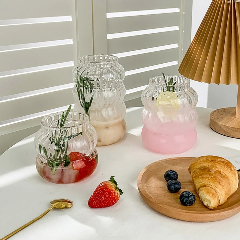 Heat-Resistant Transparent Glass Cup, Tumbler Drinkware for Tea Juice Milk Coffee, Home Water Glasses Stripe Mug